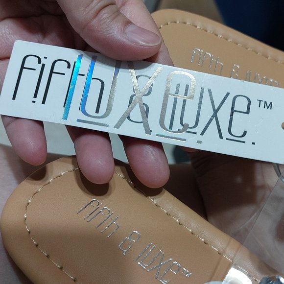 Fifth & Luxe Clear Bling Studded Rhinestone Clear Sandals SIZE 7 Cushioned Insol - Picture 4 of 9